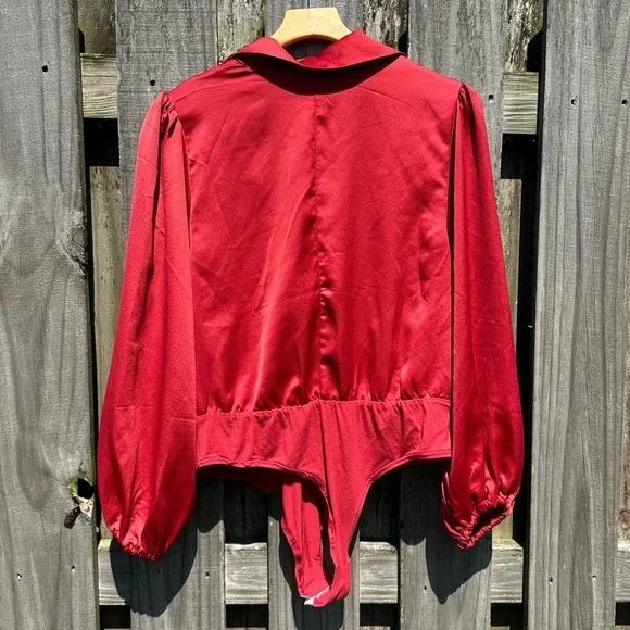 Eloquii Rust Red Mock Wrap Body Suit - Picture 7 of 9